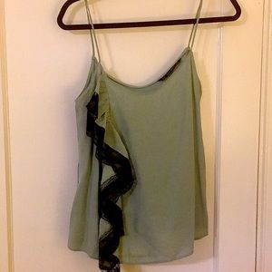 NWT Zara blouse in mint with black lace detail XS